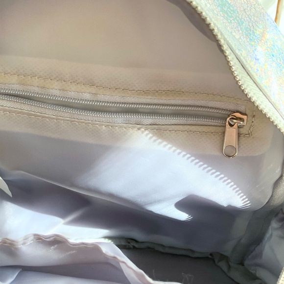 Mini Backpack Metallic Silver Bag Purse - Picture 7 of 10